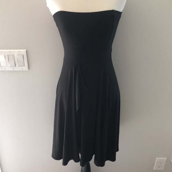 Ann Taylor Black Strapless Vertical Front Ruffle Dress size XS - Picture 5 of 12